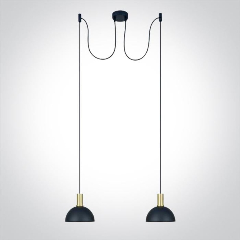 BRUSHED BRASS WITH BLACK SHADE 10W 2xE27