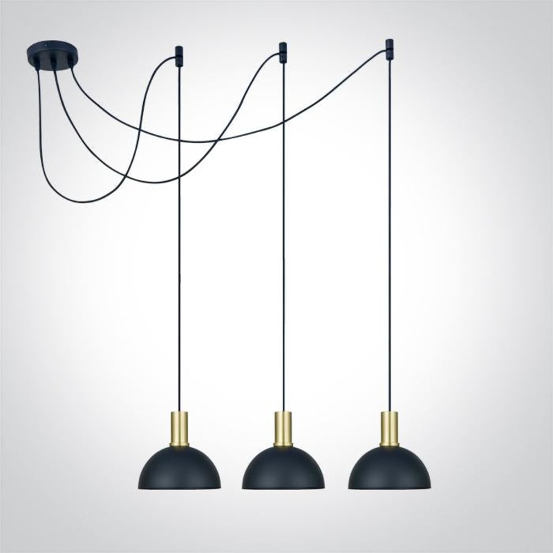 BRUSHED BRASS WITH BLACK SHADE 10W 3xE27