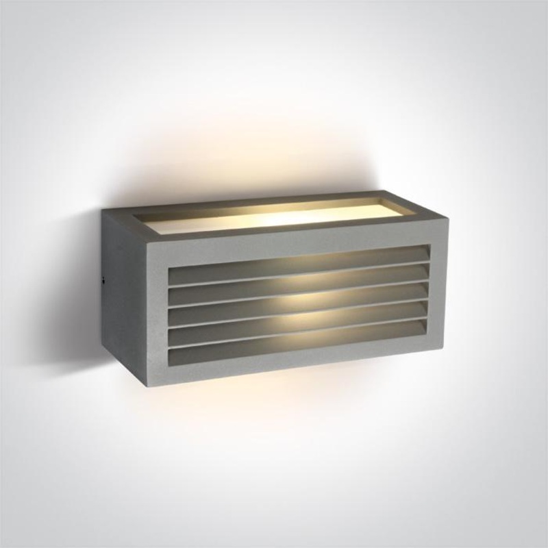 GREY E27 12W LOUVER WALL LIGHT IP54