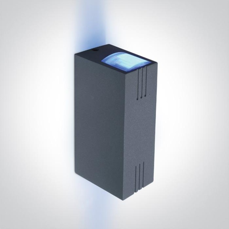 GREY LED 2x3w BL IP54
