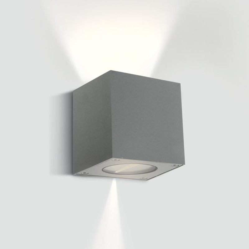 GREY LED WALL LIGHT 2x3w WW IP54 100-240v