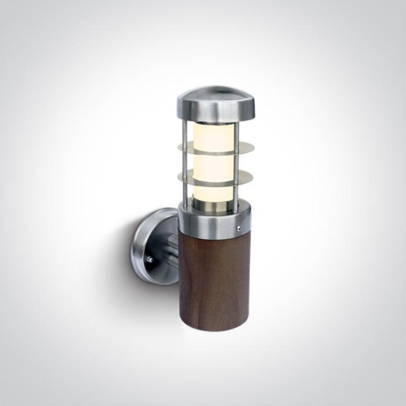 TEAK + S/STEEL 316 WALL BRACKET 15W E27 IP44