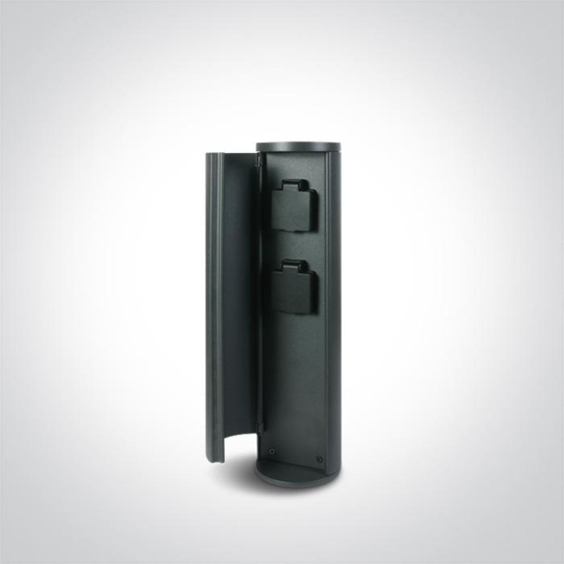 ANTHRACITE BOLLARD 40cm IP44 230V 2x SCHUKO sockets Max 1000w each