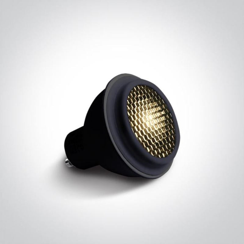 BLACK COB LED 6W WW GU10 HONEYCOMB 60deg 230v
