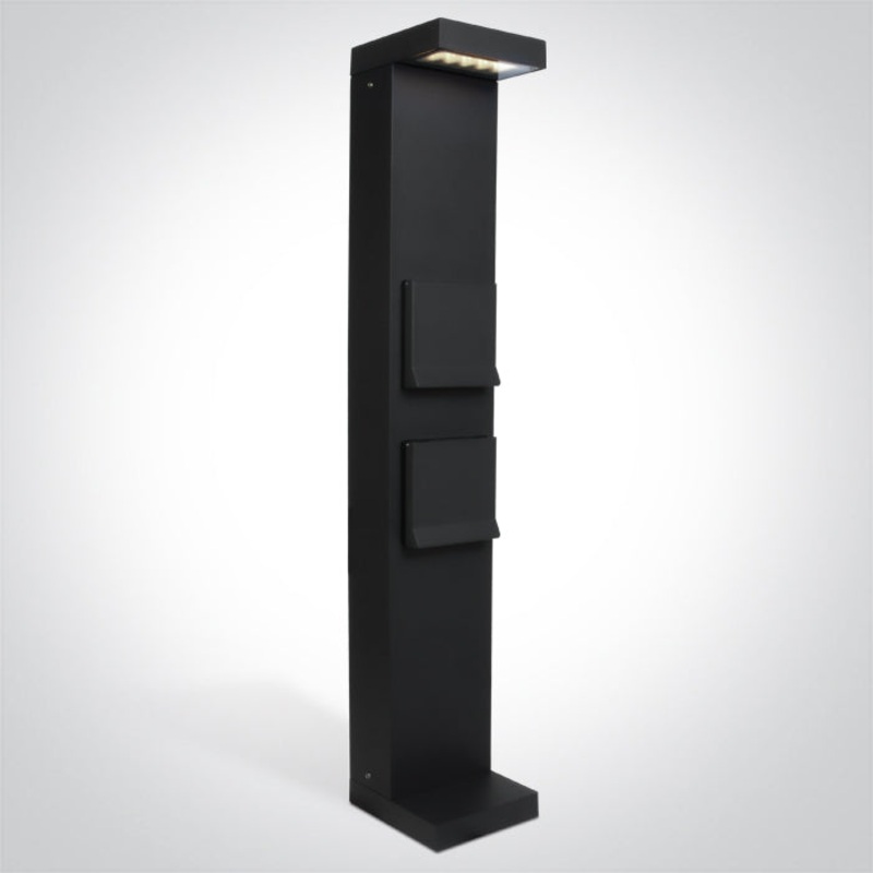 ANTHRACITE BOLLARD 70cm 8W CW IP65 230V 2x SCHUKO 1000w each