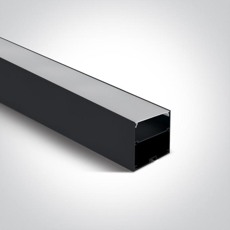 BLACK SURFACE PROFILE 2m FOR 45mm STRIPS + PC OPAL DIFFUSER