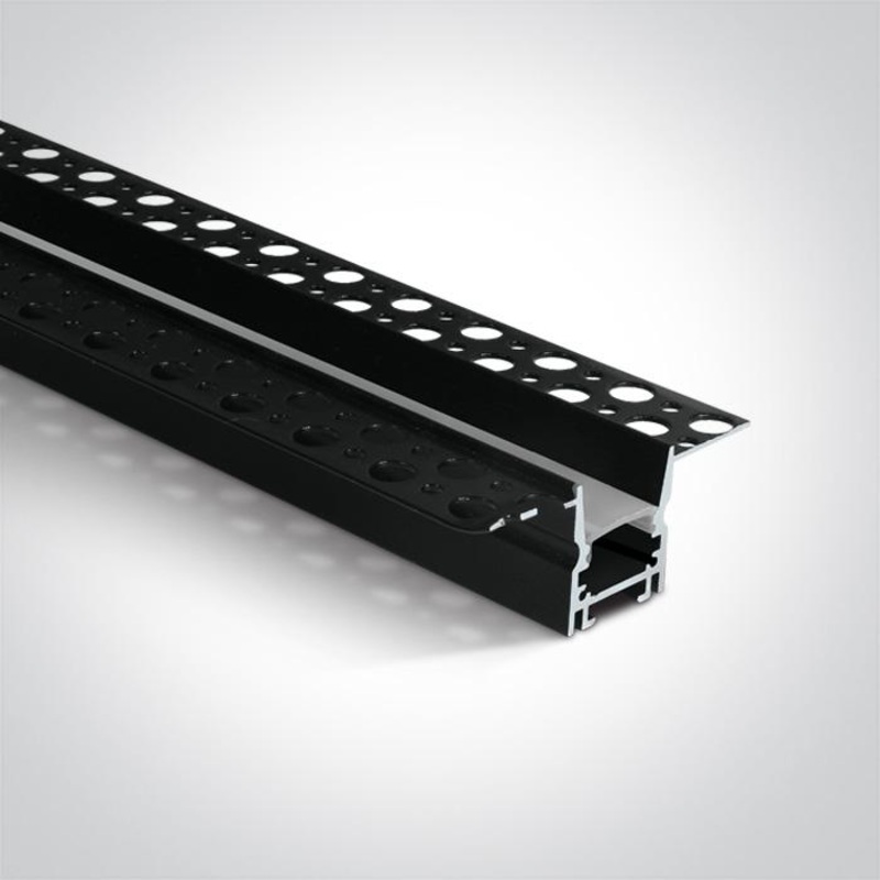 BLACK TRIMLESS PROFILE 2m FOR 12mm STRIPS + PC Opal DIFFUSER DARK LIGHT