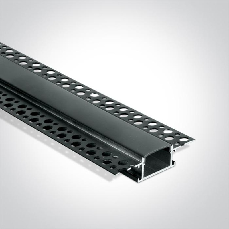 BLACK TRIMLESS PROFILE 2m FOR 20mm STRIPS + BLACK PC DIFFUSER