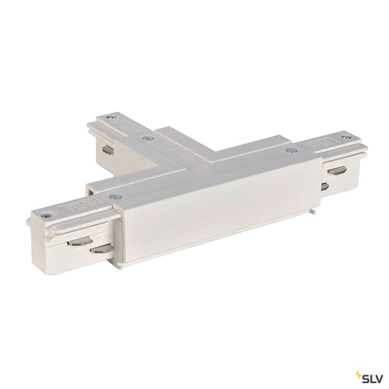 EUTRAC T-connector, with feed-in capability, inner earth, left, traffic white