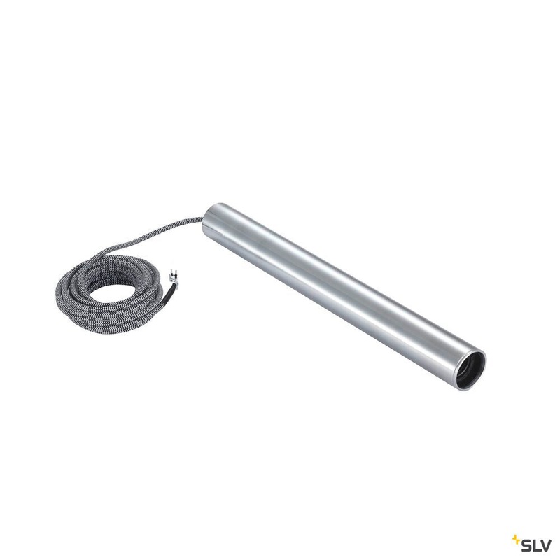 FITU PD E27 indoor pendant, brushed aluminium, 5m cable with open cable end