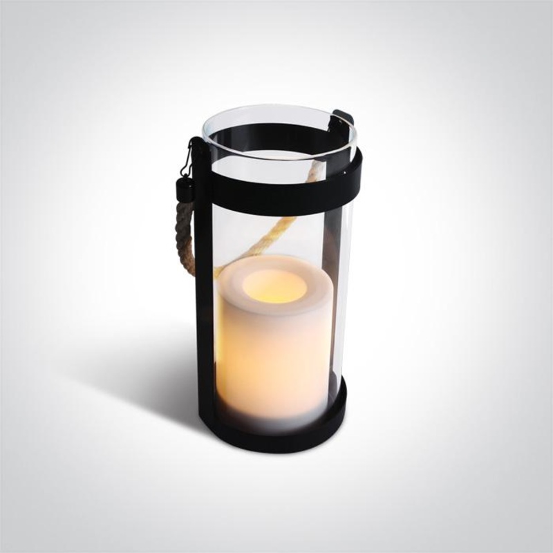 LED FLICKERING CANDLE METAL CASE AND GLASS 2xAA BATTERIES