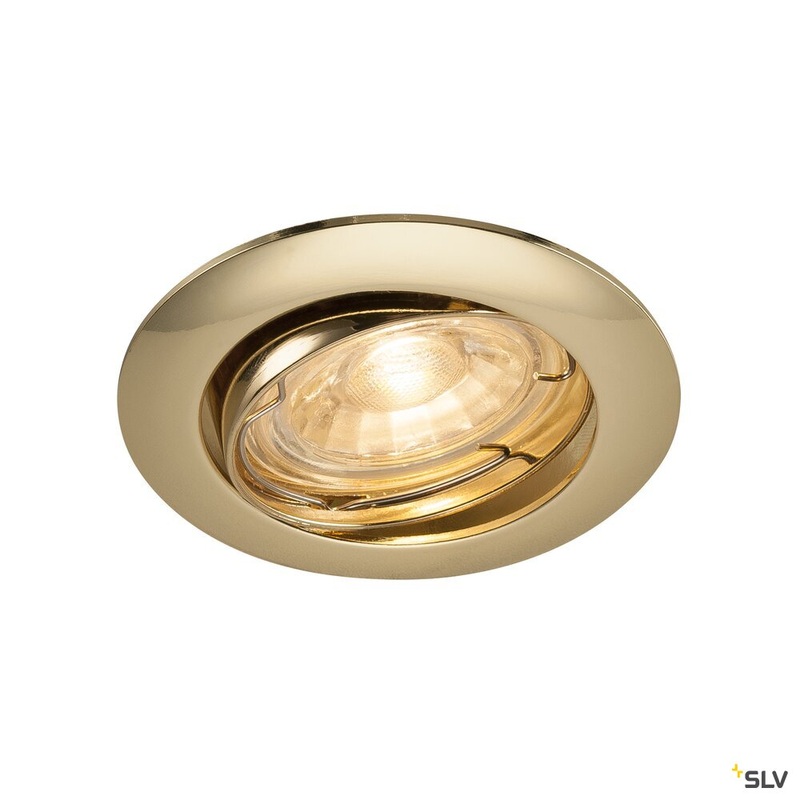 PIKA, recessed ceiling light, QPAR51, swivelling, brass, max. 50W