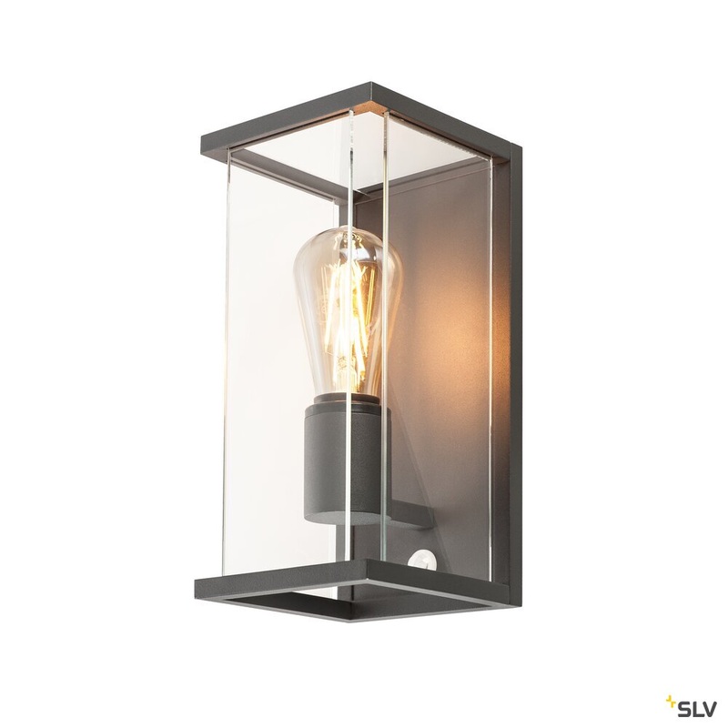 QUADRULO SENSOR WL E27 outdoor surface-mounted wall light, anthracite, including sensor