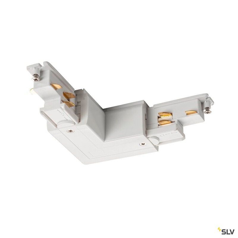 S-TRACK DALI L-connector, with feed-in capability, inner earth, white