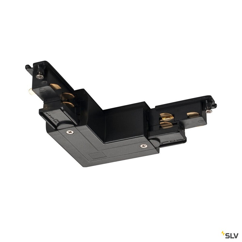 S-TRACK DALI L-connector, with feed-in capability, outer earth, black