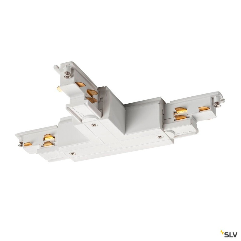 S-TRACK DALI L-connector, with feed-in capability, outer earth, right, white