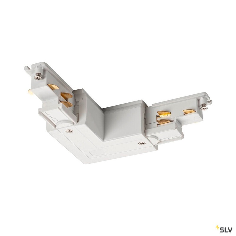 S-TRACK DALI L-connector, with feed-in capability, outer earth, white