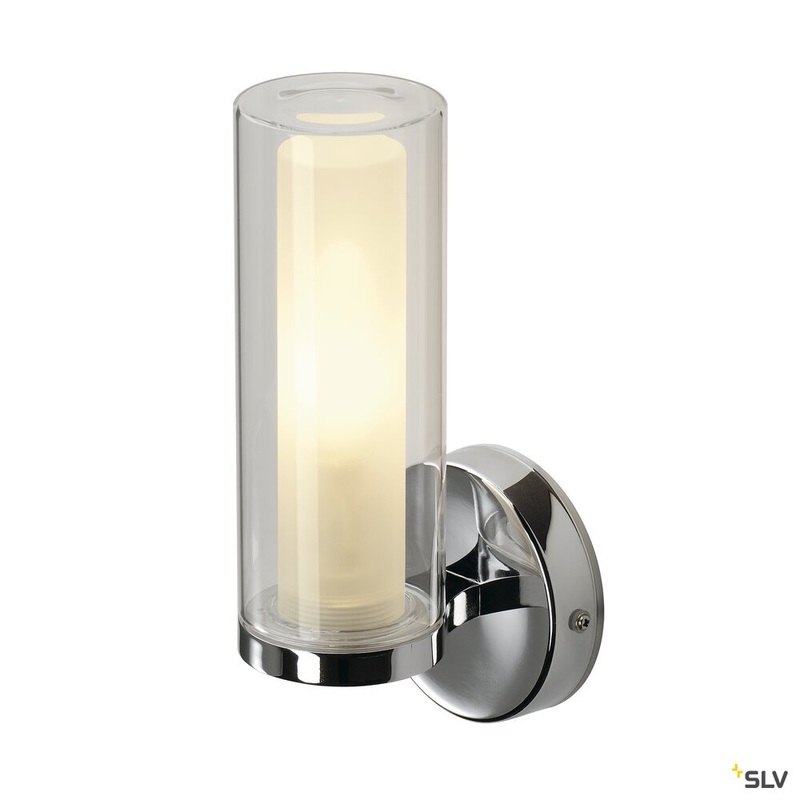 WL 105 wall light, chrome, double glass, 1xE14