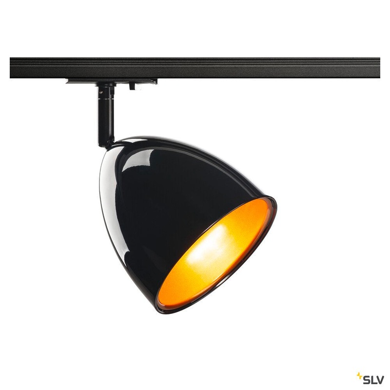 1~ PARA CONE 14 QPAR51, 1-circuit system luminaire, black/gold, incl. 1-circuit adapter