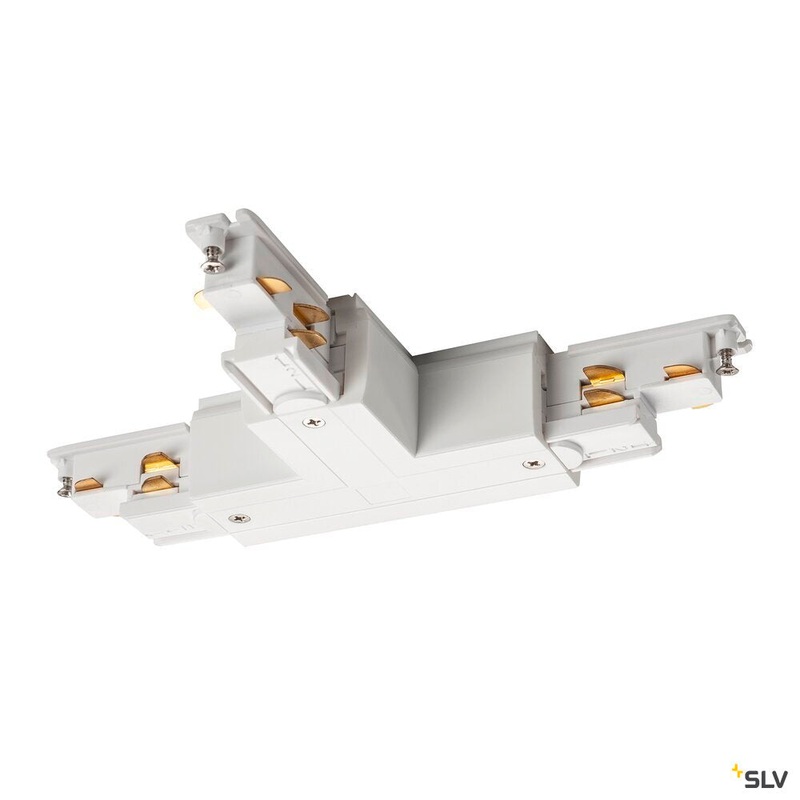 S-TRACK DALI L-connector, with feed-in capability, outer earth, left, white