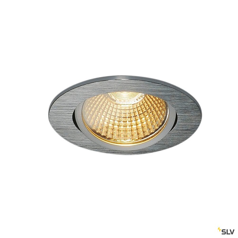 NEW TRIA 68, recessed fitting, LED, 3000K, round, brushed aluminium, 38, 12W, incl. driver, clip springs
