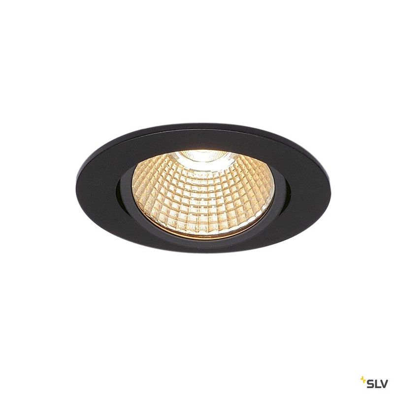 NEW TRIA 68 recessed fitting, LED, 3000K, round, matt black, 38, 12W, incl. driver, clip springs