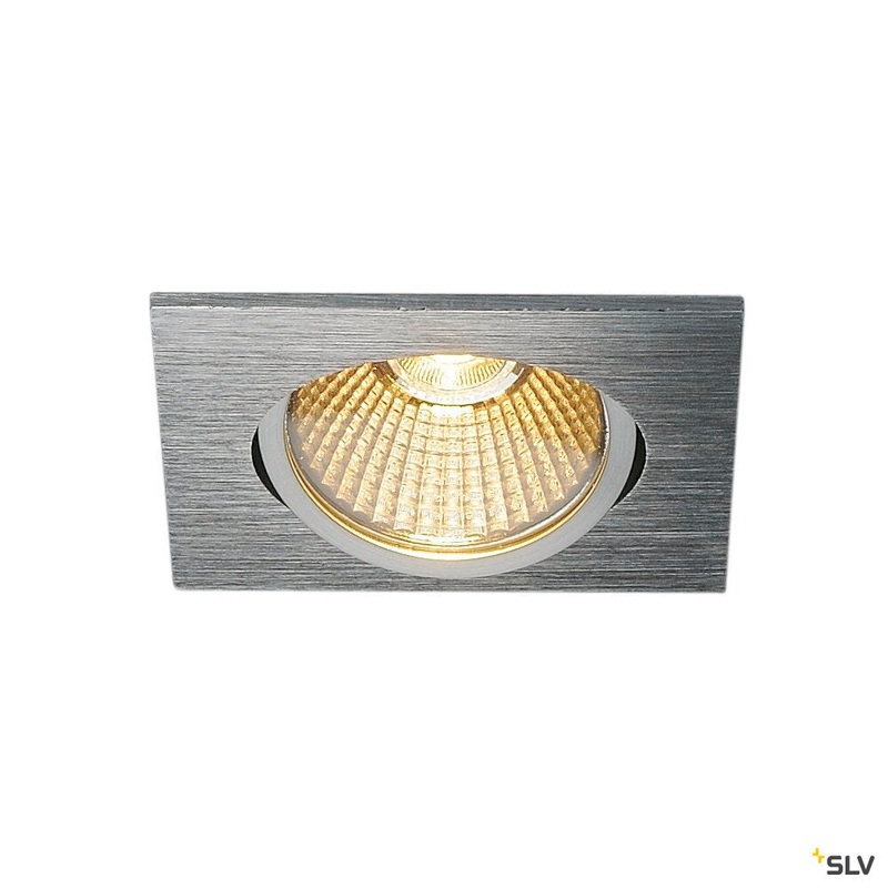 NEW TRIA 68 recessed fitting, LED, 3000K, square, brushed aluminium, 38, 12W, incl. driver, clip springs