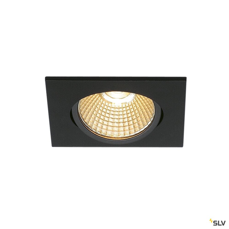 NEW TRIA 68 recessed fitting, LED, 3000K, square, matt black, 38, 12W, incl. driver, clip springs