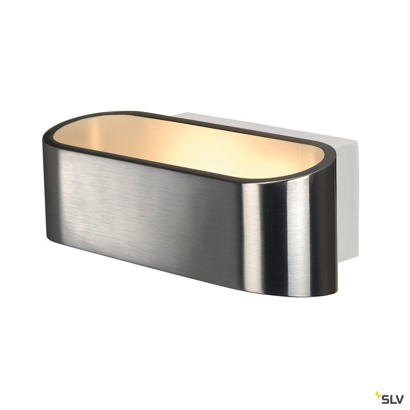 ASSO 70 wall light, LED, 3000K, oval, brushed aluminium /white, L/W/H 18/9.5/7.1 cm