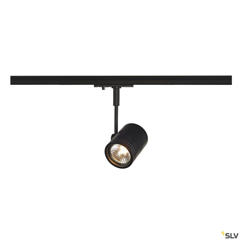 BIMA 1, spot for 240V 1-phase track, single-headed, QPAR51, matt black, max. 50W, incl. 1-phase adapter