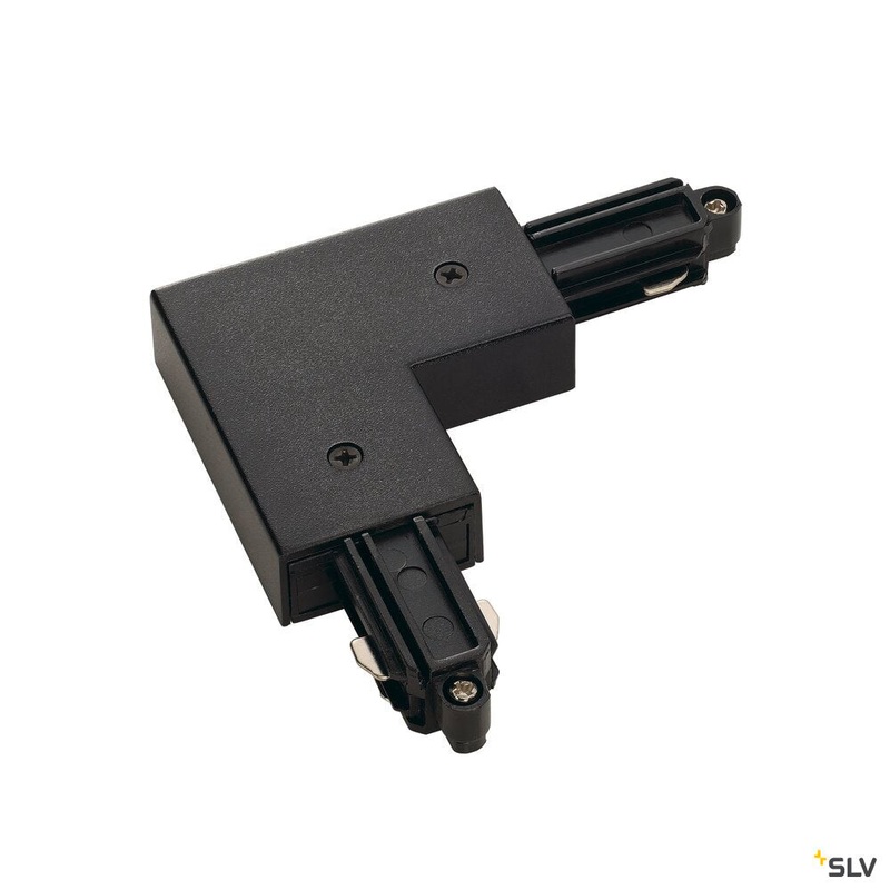 CORNER CONNECTOR for 1-phase high-voltage surface-mounted track, black, earth electrode outside