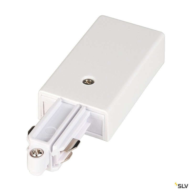 FEED-IN for 1-phase high-voltage surface-mounted track, white, earth electrode right