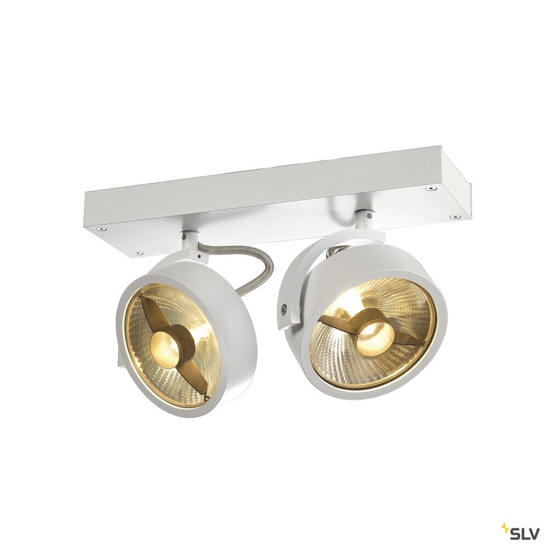 KALU wall and ceiling light, double-headed, QPAR111, round, matt white, max. 150 W