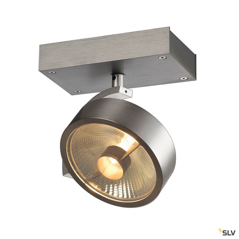 KALU, wall and ceiling light, single-headed, QPAR111, round, brushed aluminium, max. 75 W