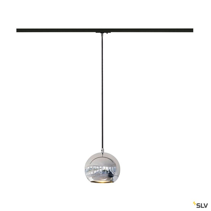 LIGHT EYE, pendant  for 240V 1-phase track, QPAR111, chrome, max. 75W, incl. 1-phase adapter