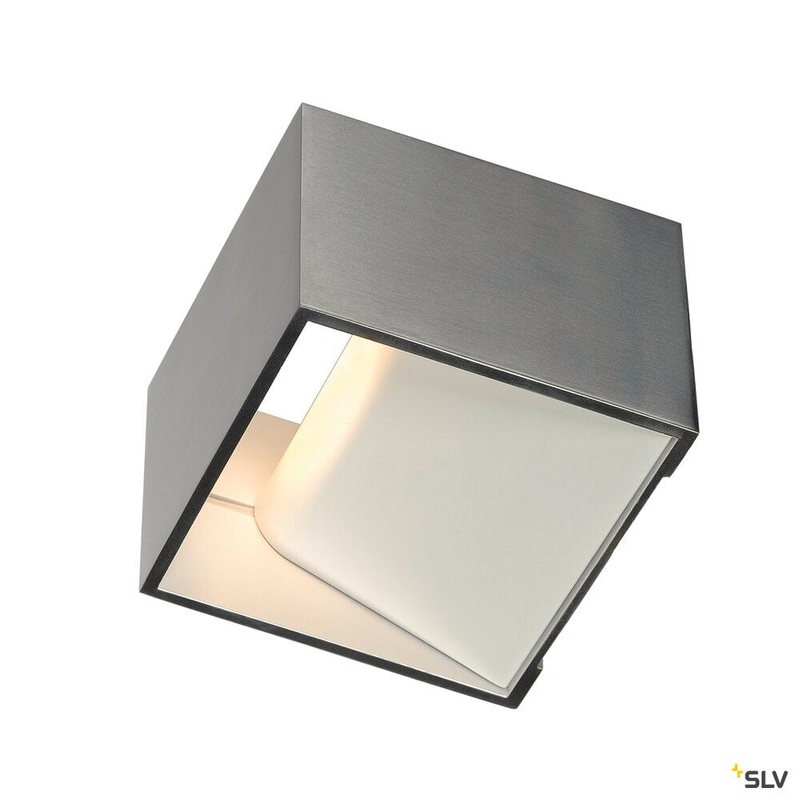 LOGS IN wall light, LED, 3000K, square, brushed aluminium /white, incl. LED driver
