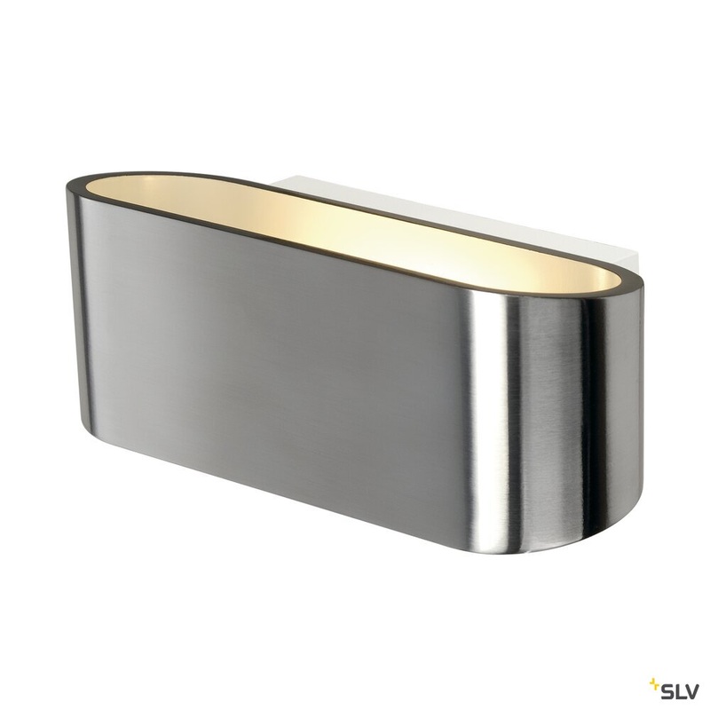 OSSA 180 wall light, QT-DE12, oval, up/down, brushed aluminium, L/W/H 18/8/7 cm, max. 100W