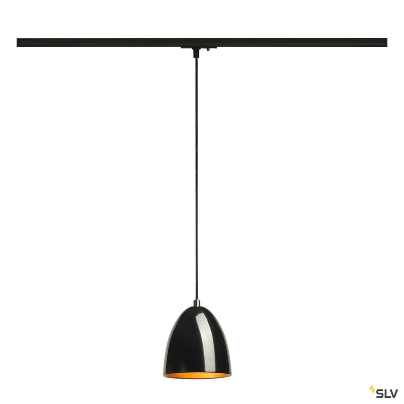 PARA CONE 14 pendant, LED GU10 51 mm, round, black / gold, /H 13.3/14, incl. 1-phase adapter, black