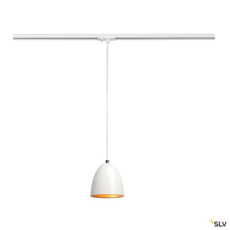 PARA CONE 14 pendant, QPAR51, round, white/gold, /H 13.3/14, incl. 1-phase adapter, white