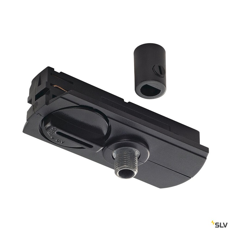 PENDANT ADAPTER for 1-phase high-voltage surface-mounted track, black, incl. strain relief and threaded piece