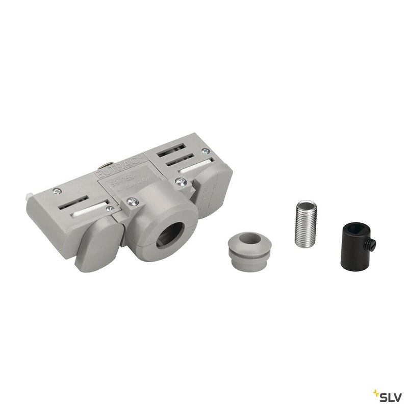 PENDANT ADAPTER for 240V 3-phase track, grey, incl. installation accessories