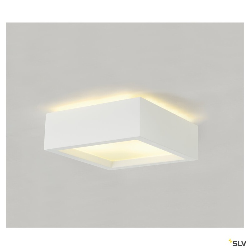PLASTRA 104, ceiling light, TC-DSE, square, white plaster, max. 50 W