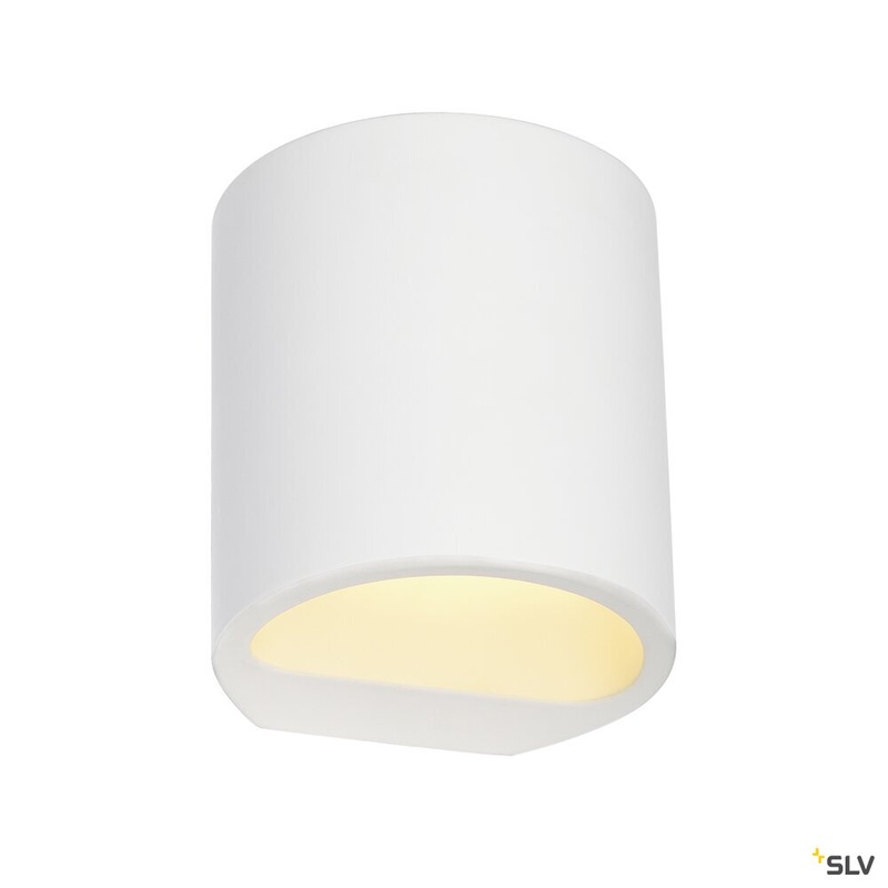PLASTRA 104, wall light, QT14, round, white plaster, QT14, max. 42 W