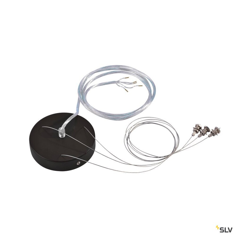SUSPENSION SET, for MEDO round pendant, round, black, 5-wire