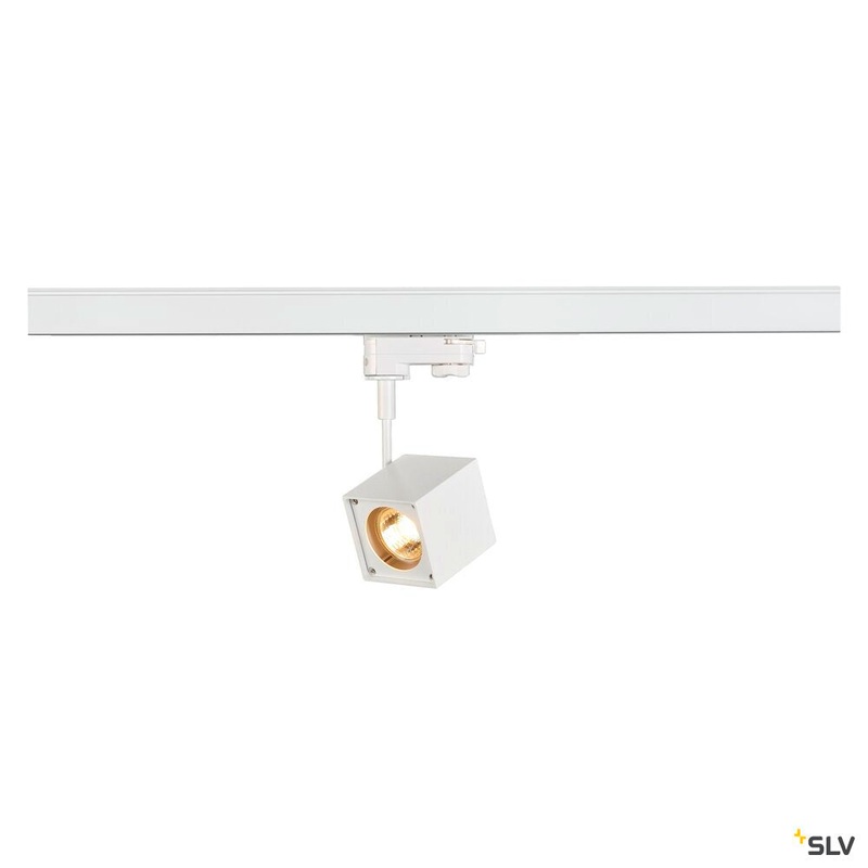 ALTRA DICE, spot for 240V 3-phase track, QPAR51, square, white, max. 50W, incl. 3-phase adapter