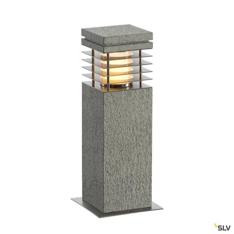 ARROCK GRANITE, outdoor floor stand, TC-(D,H,T,Q)SE, IP44 , square,  salt & pepper, granite, L/W/H 12/12/40 cm, max. 15W,