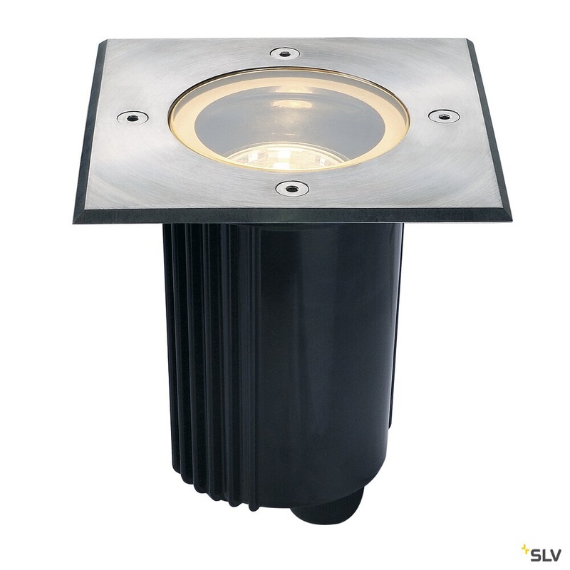 DASAR 80, outdoor inground fitting, QPAR51, IP67, square, stainless steel 316, max. 35W