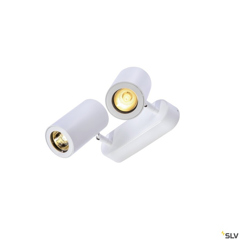 ENOLA_B, wall and ceiling light, spot, double-headed, QPAR51, white, max. 100W