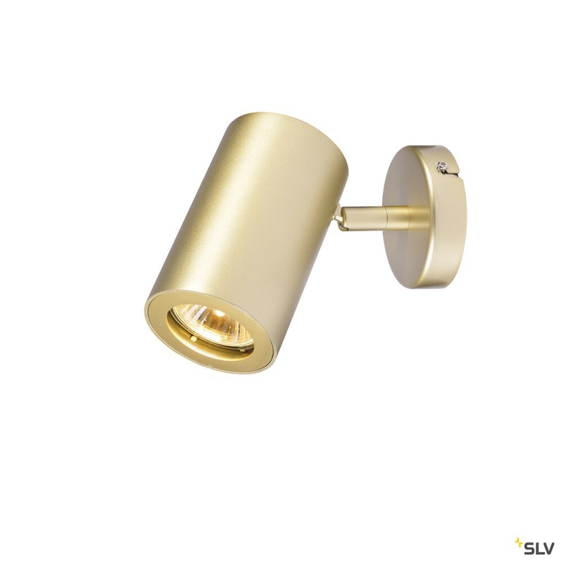ENOLA_B, wall and ceiling light, spot, single-headed, QPAR51, brass, max. 50W