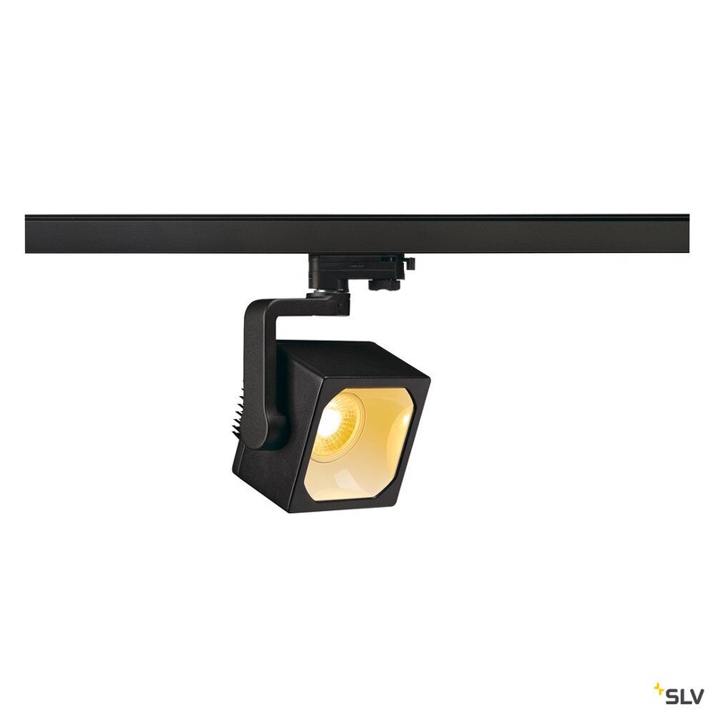 EURO CUBE, spot for 240V 3-phase track, LED, 3000K, black, 60, incl. 3-phase adapter